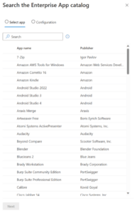 Search the Enterprise App catalog